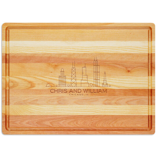 Chicago Skyline Master Large Wood Cutting Board